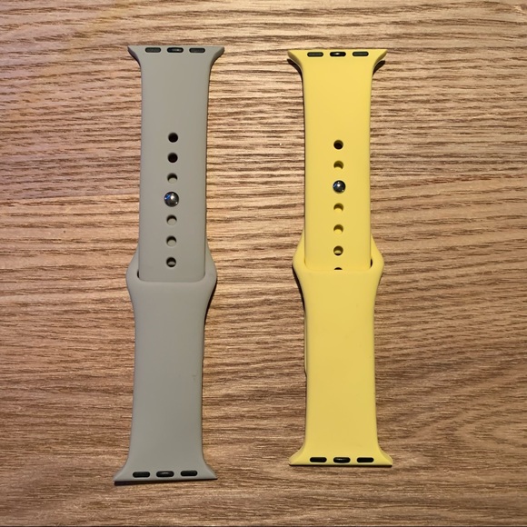 Set of 2 Silicon Smart Watch Bands for Apple Watch 38/40mm Yellow & Gray - Picture 3 of 7
